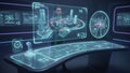 Futuristic Holographic Control Panel for Urban Data Visualization Royalty Free Stock Photo